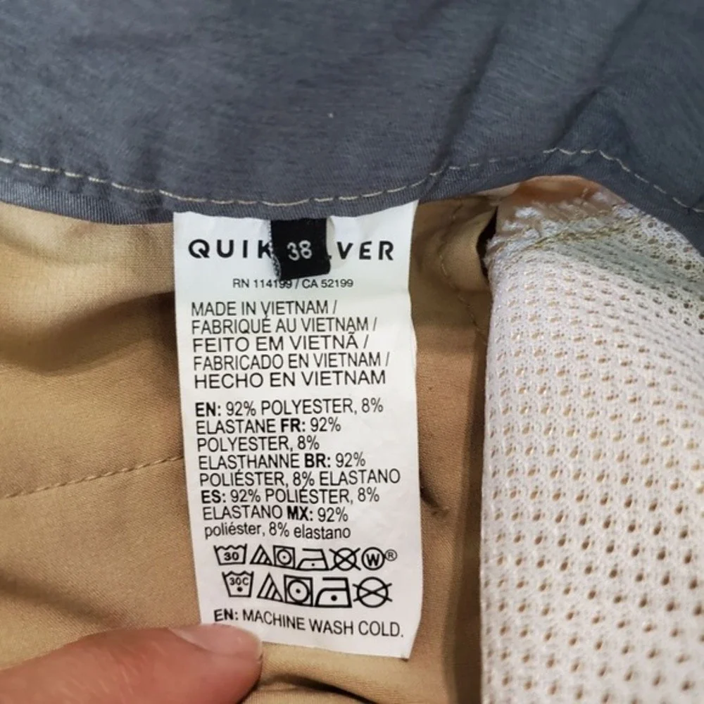 Quiksilver Men Shorts 38 Beige Chino Amphibian Pockets Dry Flight Eco‎ 9